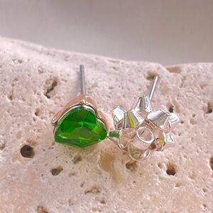 Christmas Bow + Green Heart Stud Earrings